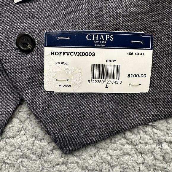 Chaps Suit Separates Vest Mens Large Grey 100% Wool Classic Knit - Picture 3 of 10